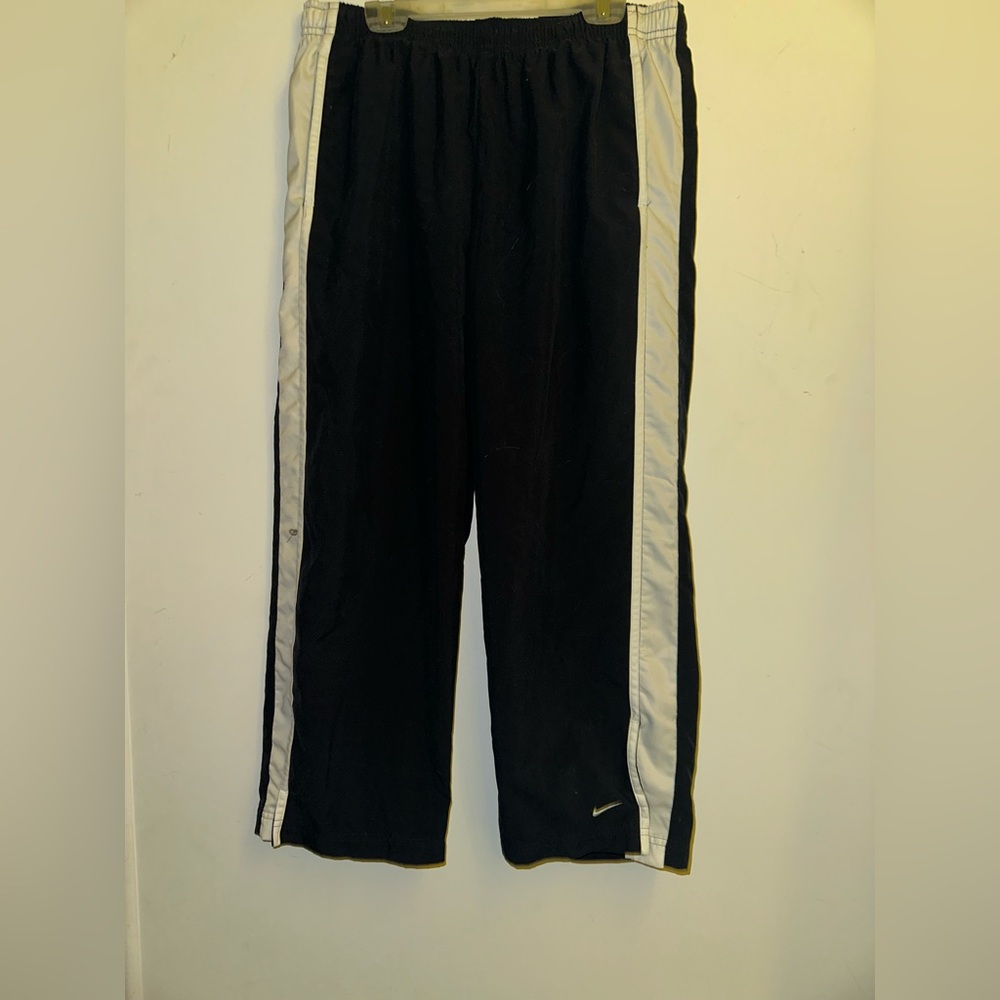 Nike Black Track Capris Pants with White Stripes